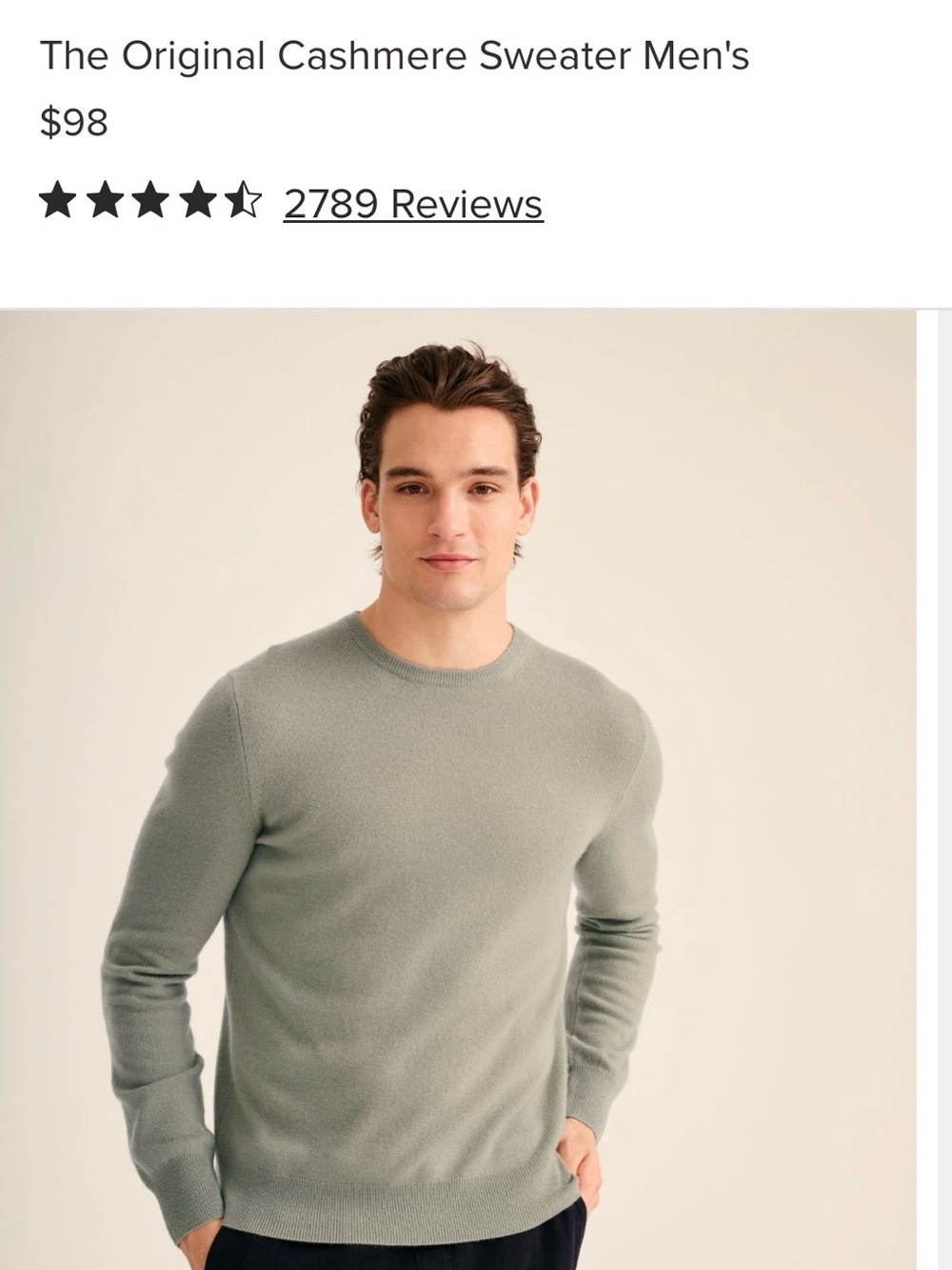 NAADAM Men's Cashmere Crewneck Sweater in Sage